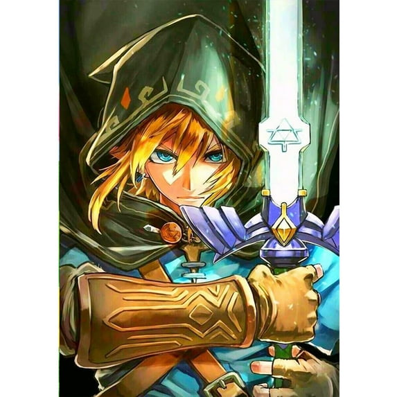 Link Adult Diamond Painting Set Legend of Zelda 5D Round Diamond Painting DIY Crafts for Home Decoration Wall Decoration Creative Gifts (12×16 inch)