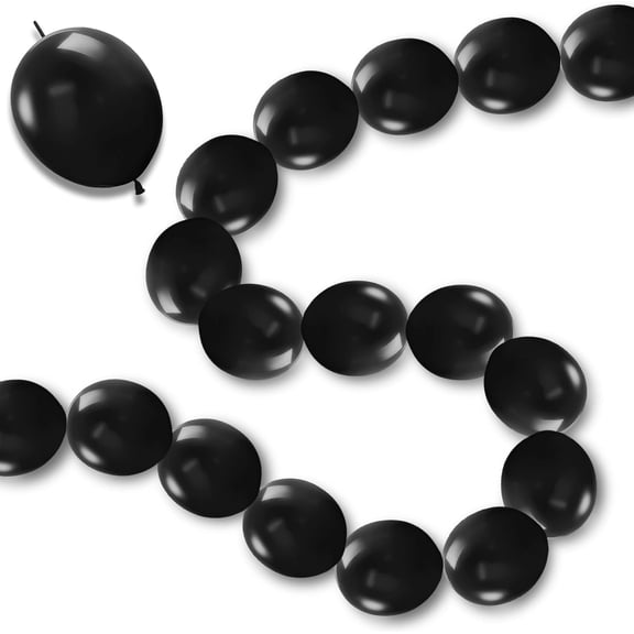 Link Balloons 12 Inch - 100 Pcs Quick Link Balloon Latex Linking Balloons Connected Linkable Balloon Birthday Wedding Party Decorations(Black-)