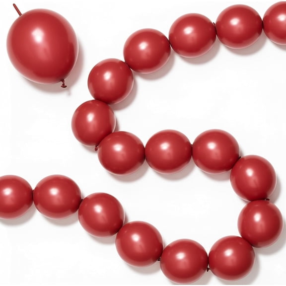 Link Balloons 6 Inch - 100 Pcs Quick Link Balloon Latex Linking Balloons Connected Linkable Balloon Birthday Wedding Party Decorations(Dark Red)