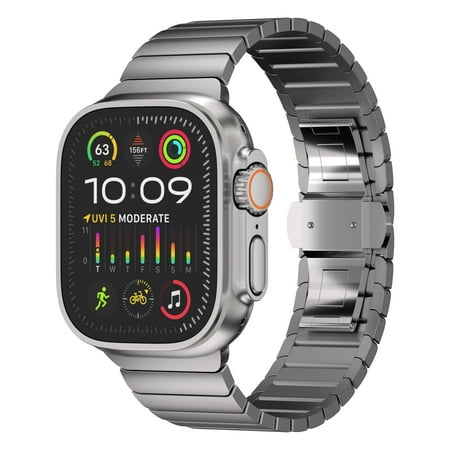 Link Bracelet for Apple Watch Ultra 2/1 49mm Metal Band - Titanium Color Matching Band and Adapter
