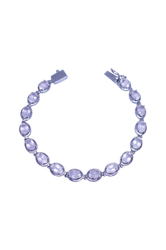 Link Bracelet for Women, 925 Silver Bracelet, Natural Rose Quartz Bracelet, Designer Gemstone Jewelry, Fashion Bracelets