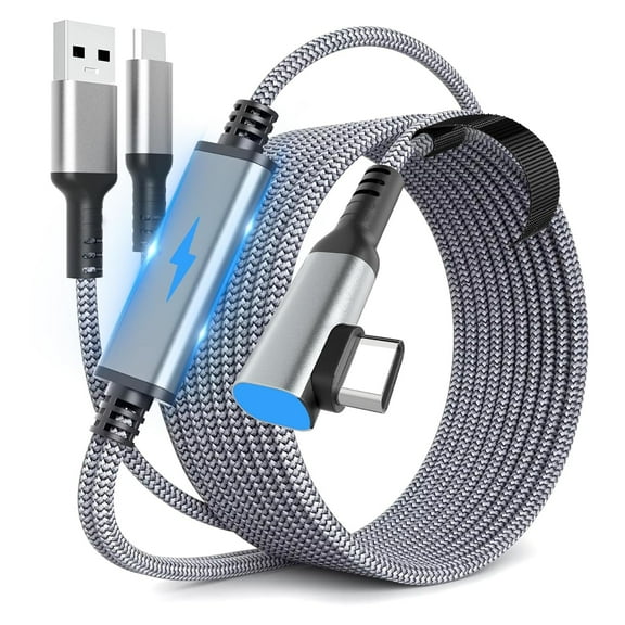 Link Cable 16 FT for Meta Quest 3, Quest 2/Pro Accessories, 3 in-1 Charging While Playing All Day, with USB - C Sufficient Power for VR Headset (16FT Charging While Play)