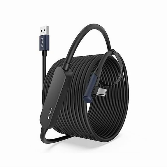 Link Cable 26 FT with Signal Booster Compatible with Meta/Oculus Quest 3, Quest2/Pro/Pico4 Accessories and PC/SteamVR, High Speed Data Transfer, USB 3.0 to USB C Cable for VR Headset, Black