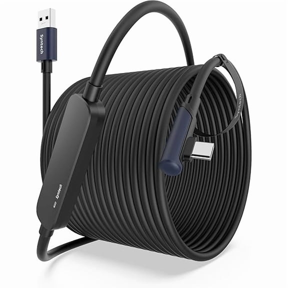 Link Cable 33 FT with Signal Booster Compatible with Meta/Oculus Quest 3, Quest2/Pro/Pico4 Accessories and PC/SteamVR, High Speed Data Transfer, USB 3.0 to USB C Cable for VR Headset, Black