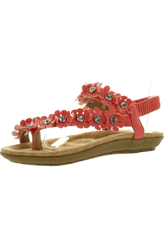 Link Calista68 Kids Petal Rhinestone Flower Ankle Strap Slingback Thong Sandals