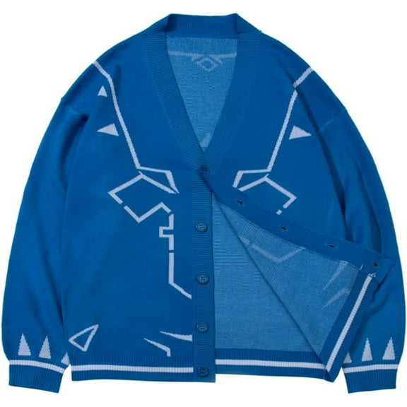 Link Cardigan Blue Knit Cardigan Sweater Men's Jacket