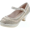 thumbnail image 1 of Link Cassie-28K Girls Rhinestone Platform Peagent Dress Shoes, Champagne, 2, 1 of 7