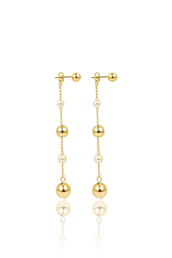 Link Chain Bead Dangle Earrings (L138A/L163A/K53A)