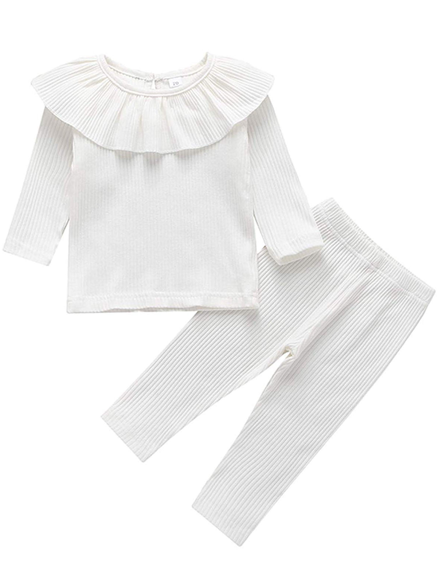 yunn⭐︎kids One Opening Toddler Baby Girl Set Knitted Ruffle Tops T-Shirt Long