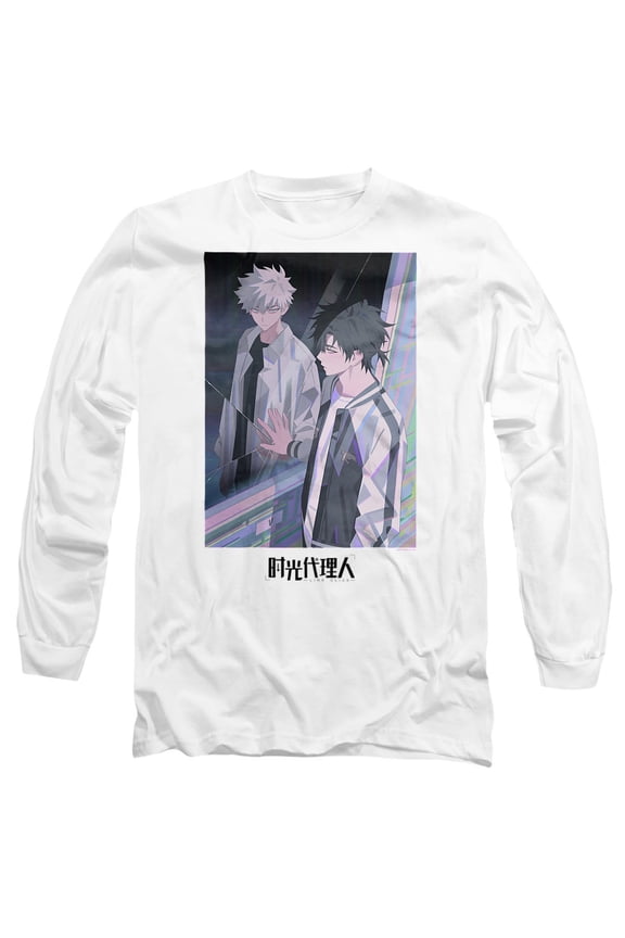Link Click Past or Future Unisex Adult Long-Sleeve T Shirt, White, Large