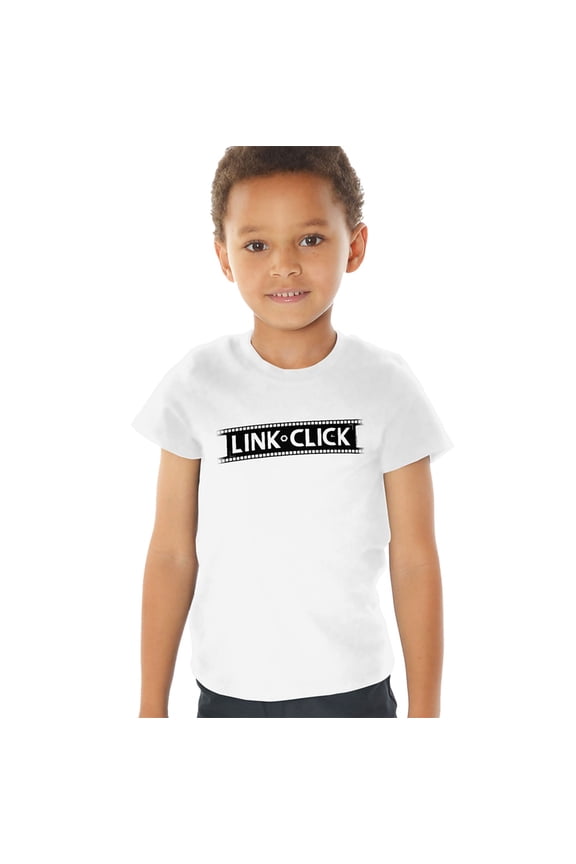 Link Click Photo Film Logo Kids T Shirt (2) for Toddler Boys and Girls, White