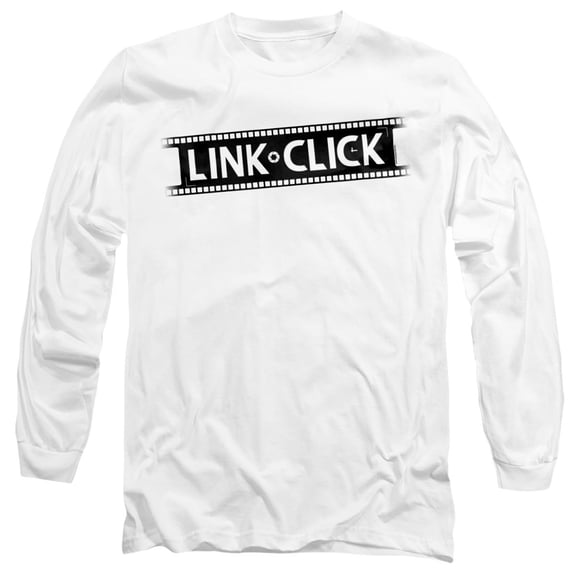 Link Click Photo Film Logo Unisex Adult Long-Sleeve T Shirt, White, Medium