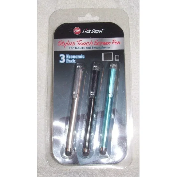 Link Depot Touchscreen Stylus 3-Pack New Ld-Stys-3Pack Silver-Black-Blue