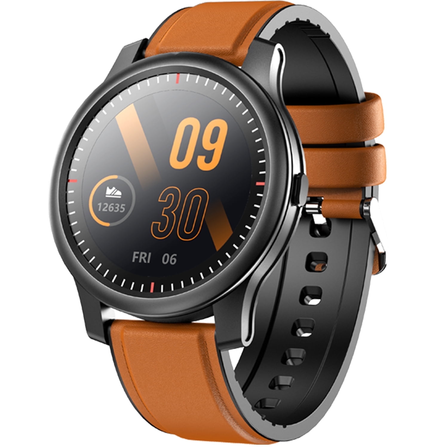 Link Dream Brown Smartwatch for Android iOS Full Touch 1.28" Fitness Tracker, IP67 Waterproof