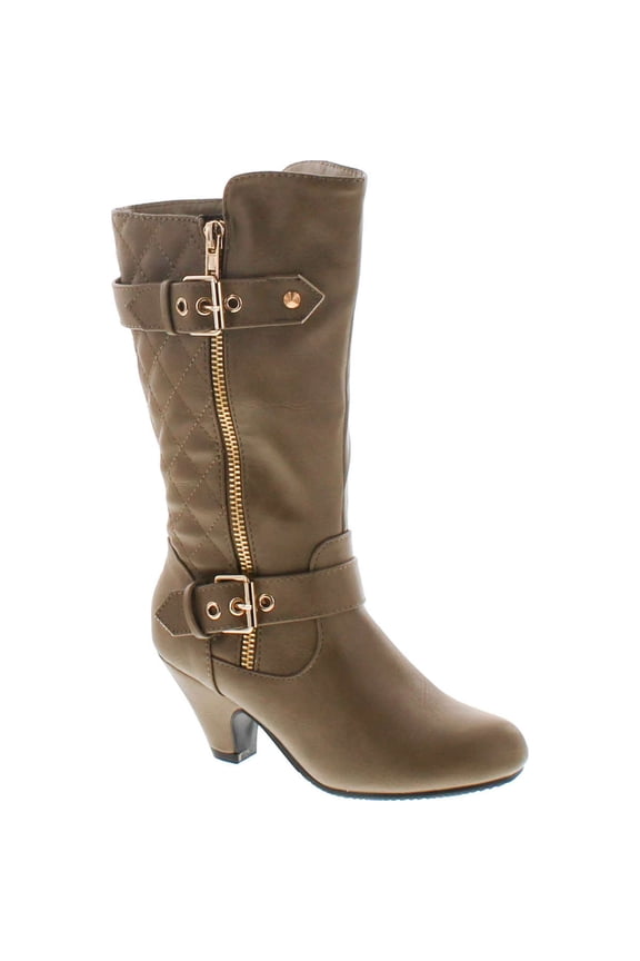 Link Elvina22K Pauline-39 Childrens Girl Low Heel Quilted Knee High Riding Boots
