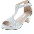 thumbnail image 1 of Link Excited-95K Girl's Glitter Rhinestone T-Strap Back Zipper Wrapped Heel Sandals, 1 of 7