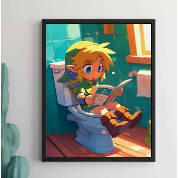 Link From Zelda Poster Toilet Wall Art Video Game Poster Print Wall Art POSTER Home Decor Vintage Art Print Haging Poster Cute Birthday Gift Wall Art