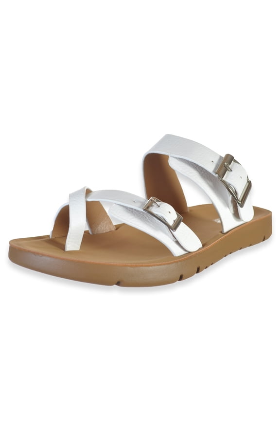 Girls' Cross-Strap Sandals Color: white Size: 13 youth