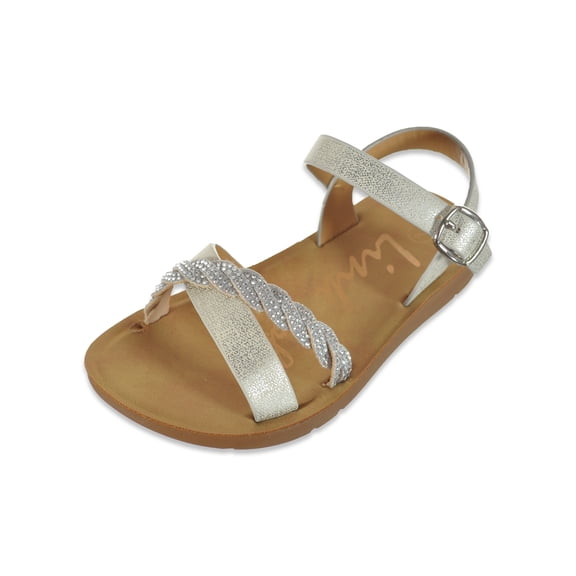 Link Girls' Cross-Strap Sandals Color: silver Size: 5 toddler