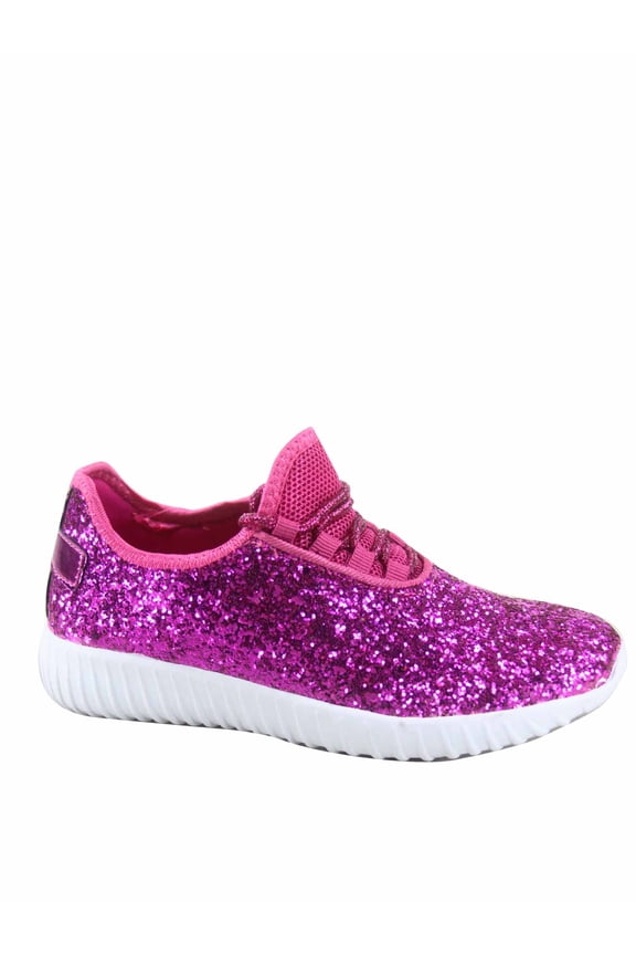 Girls' Flats Lace Up Glitter Fuchsia Size 12