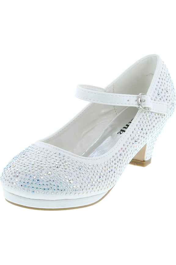 Girls Kids Dana-53K Rhinestone Heel Platform Dress Pumps