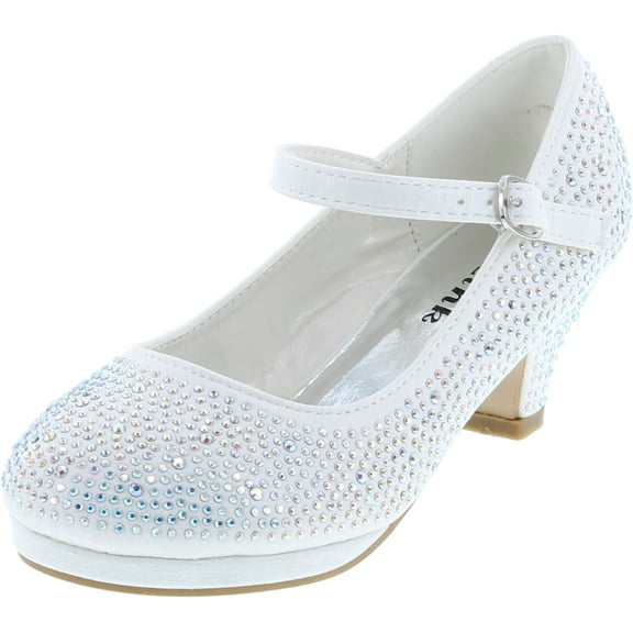 Link Girls Kids Dana-53K Rhinestone Heel Platform Dress Pumps