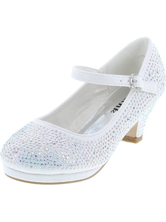 Girls Kids Dana-53K Rhinestone Heel Platform Dress Pumps