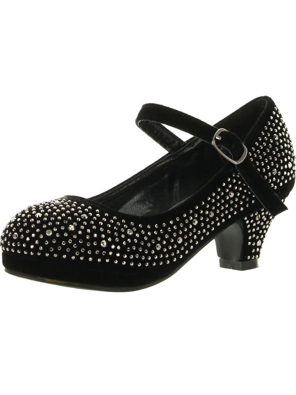 Girls Kids Dana-53K Rhinestone Heel Platform Dress Pumps