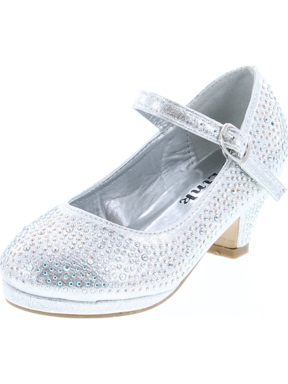 Girls Kids Dana-53K Rhinestone Heel Platform Dress Pumps