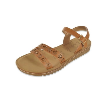 Link Girls' Laser-Cut Sandals Color: tan Size: 10 toddler