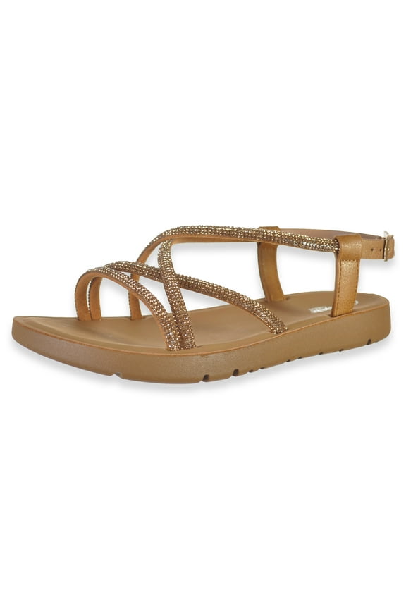 Girls' One-Strap Sandals Color: tan Size: 11 toddler