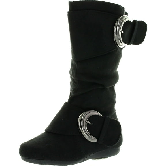 Link Girls Two Buckle Side Zipper Faux Suede Boots (Toddler/Little Kid/Big Kid)