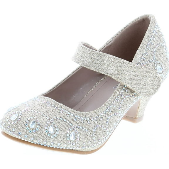 Link Jemma-01K Girls Rhinestone Platform Peagent Dress Shoes