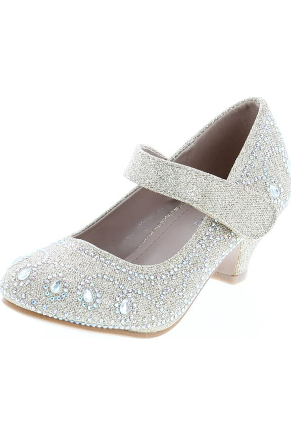 Jemma-01K Girls Rhinestone Platform Peagent Dress Shoes