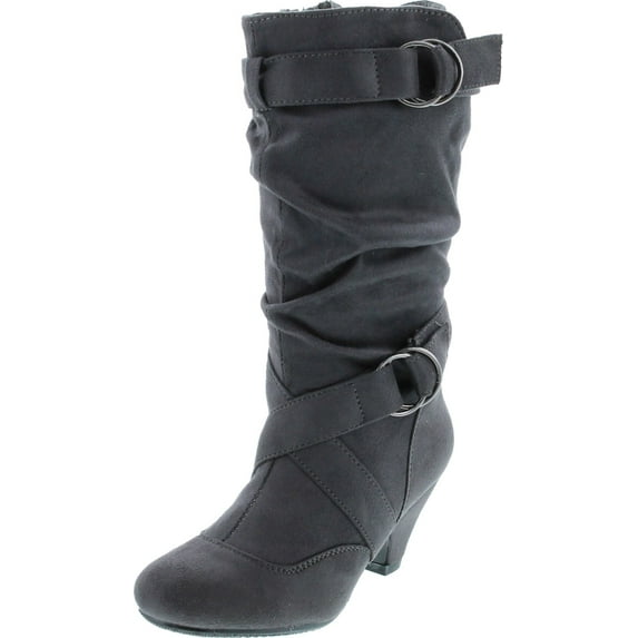 Link Little Girl's Pauline-38 Kitten Heel Boots with Decorative Buckles