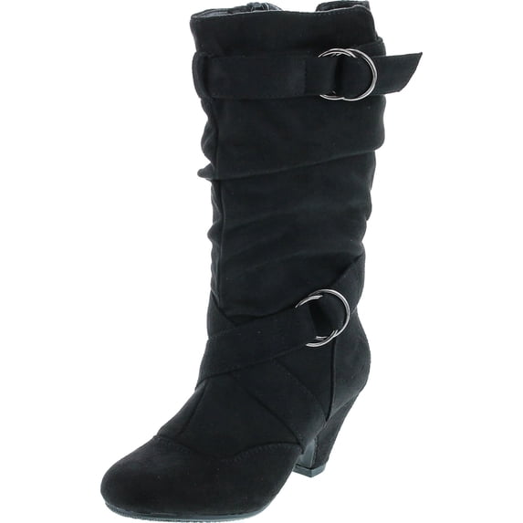 Link Little Girl's Pauline-38 Kitten Heel Boots with Decorative Buckles