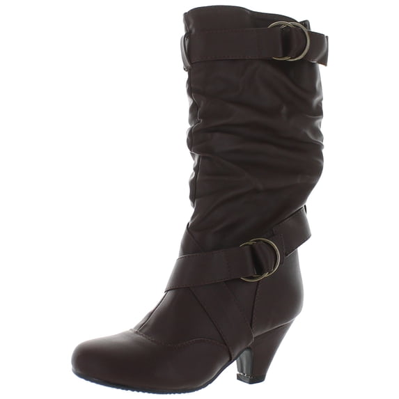 Link Little Girl's Pauline-38 Kitten Heel Boots with Decorative Buckles