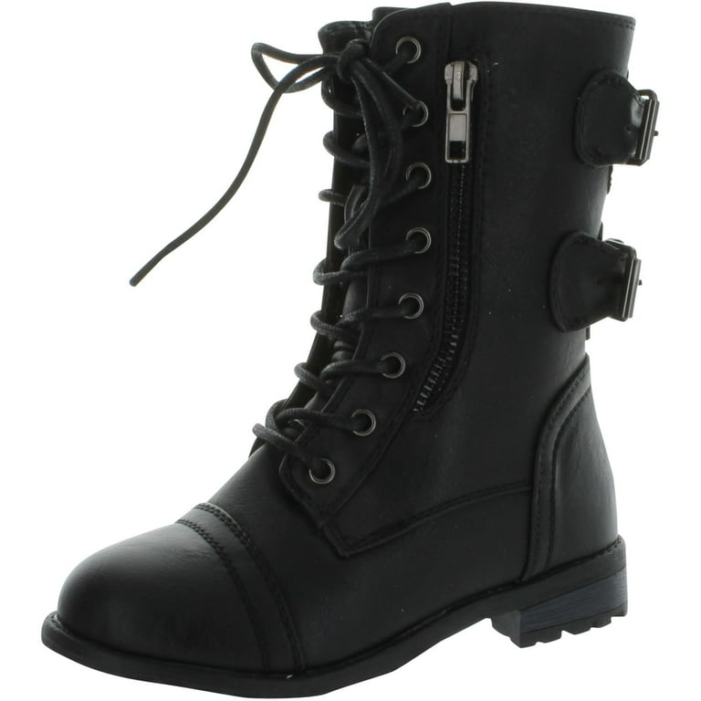 Girls black sale military boots