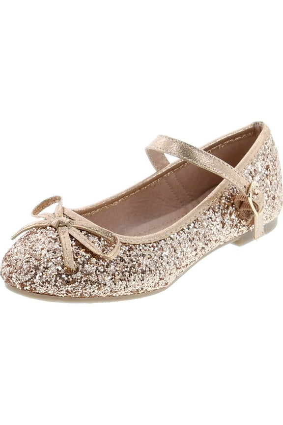 Marina-36K Girl's Glitter Bow Ballerina Party Dressed Flat Mary Janes