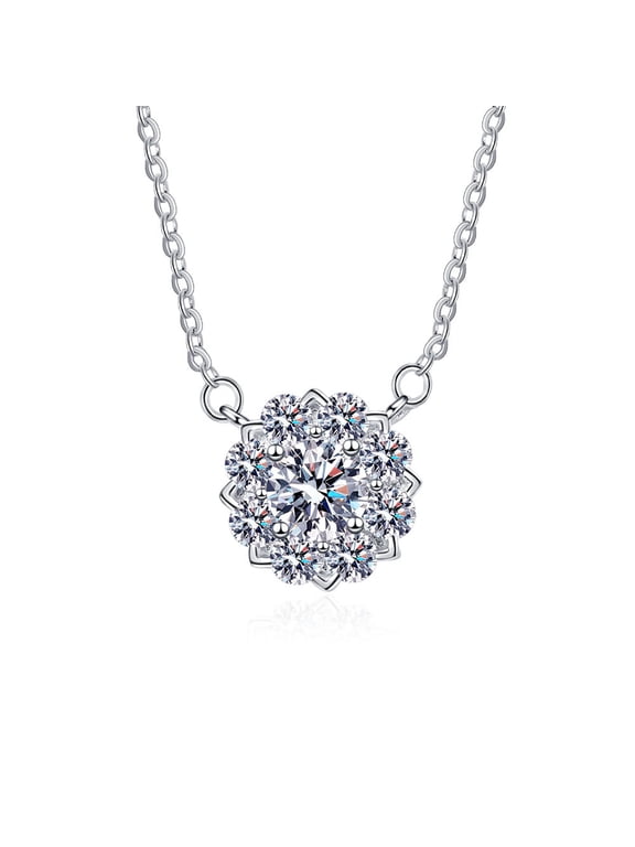 Link Necklace for Women, Mrs Necklace for Women Sunflower Pendant with Cubic Zirconia Silver Link Chain Necklace for Women Cable Chain