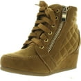 thumbnail image 1 of Link Peggy-63K Children Girl's Wedge Heel Lace Up Diamond Shape Quilted Sneakers, 1 of 4