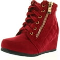 thumbnail image 1 of Link Peggy-63K Children Girl's Wedge Heel Lace Up Diamond Shape Quilted Sneakers, 1 of 4