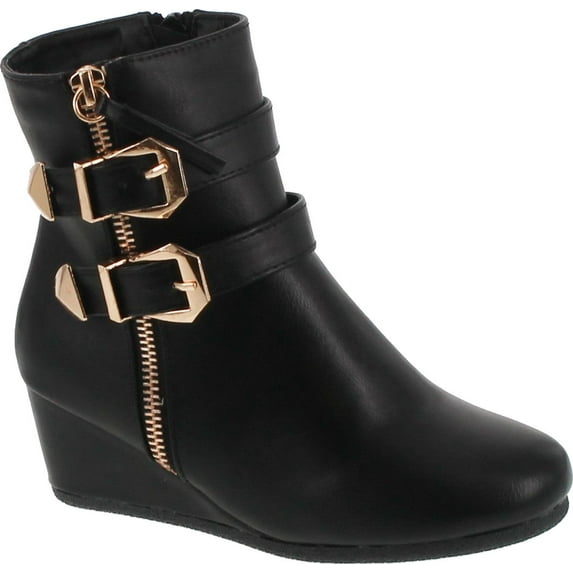 Link Peggy-90K Children Girl's Wedge Heel Double Straps High Top Ankle Booties