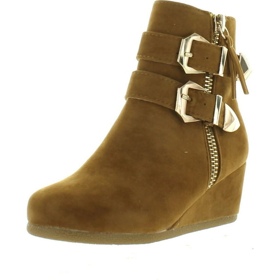Link Peggy-90K Children Girl's Wedge Heel Double Straps High Top Ankle Booties