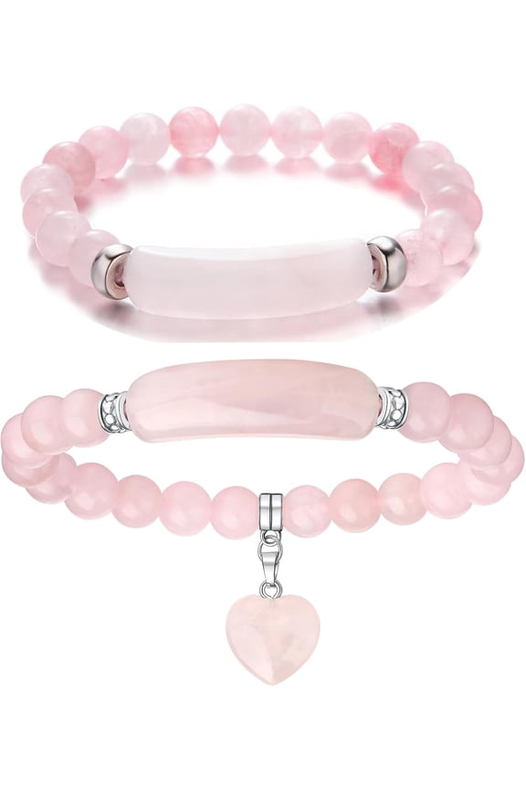 Link Pheromone Bracelet Heart Pendant Pheromone Bracelet Pink Love Rose Quartz Pheromone Bracelet Healing Stretch Bracelet Energy Chakra Stone Beaded Bangle Jewelry for Women