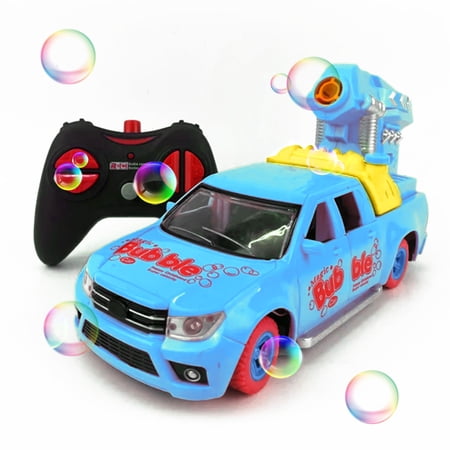 Link Remote Control Bubble Pickup Truck with Lights Rechargeable Car - Blue