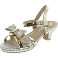 thumbnail image 1 of Link Smart-79K Girl's Glitter Bow Strap Buckle Platform Wrapped Heel Sandals, 1 of 7