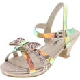 thumbnail image 1 of Link Smart-79K Girl's Glitter Bow Strap Buckle Platform Wrapped Heel Sandals, 1 of 7