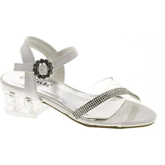 Link Sui-08K Girl's Rhinestone Clear Upper Lucite Heel Sandals
