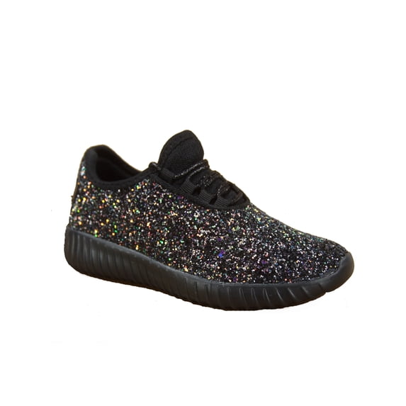 Link Unisex Kids Casual & Dress Shoes Lightweight Glitter Flat Lace Up Sneaker, Pink, Size 1